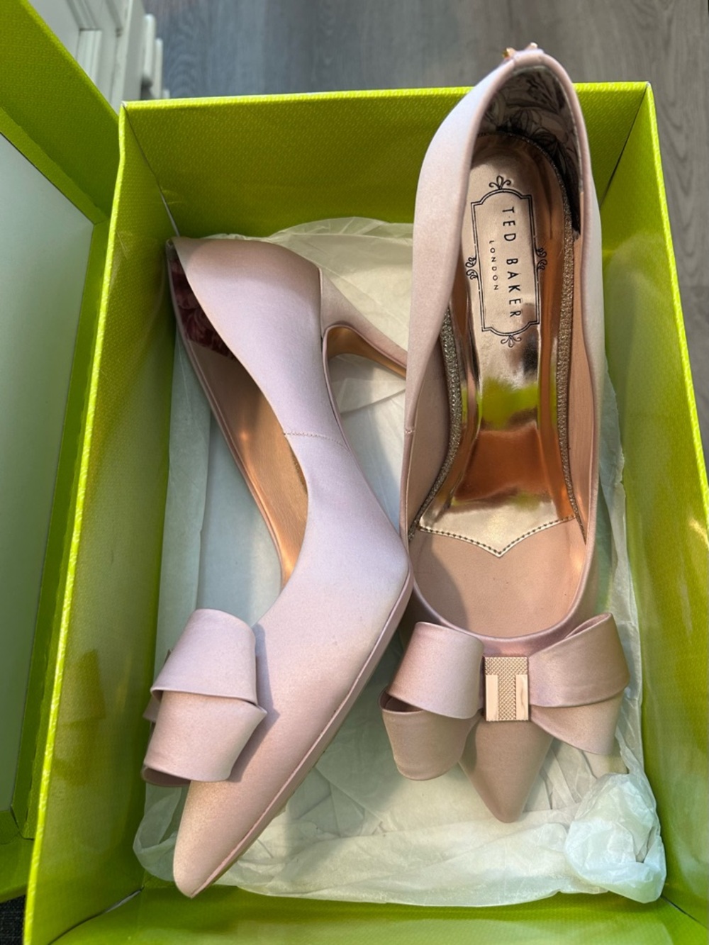 Ted Baker Blush Satin Pointed-Toe Bow Heels - Picture 5 of 8